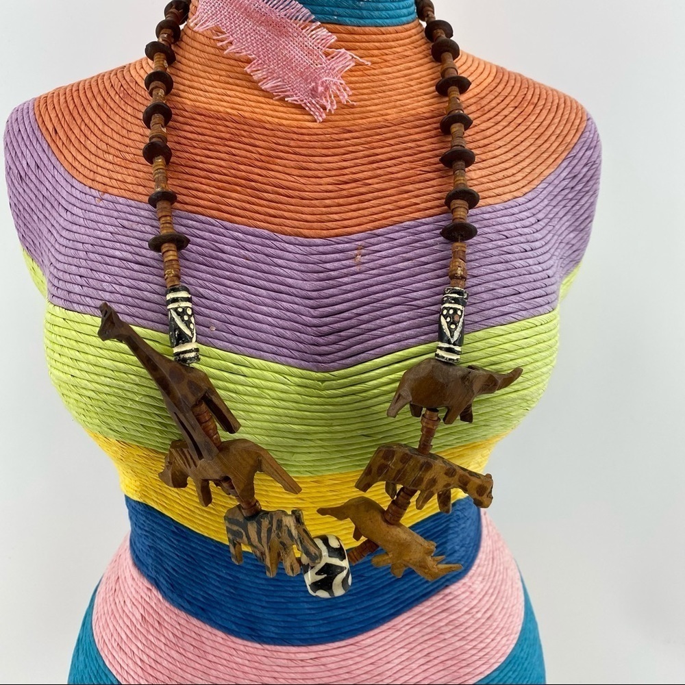Wood Carved Animal Safari‎ Jewelry
